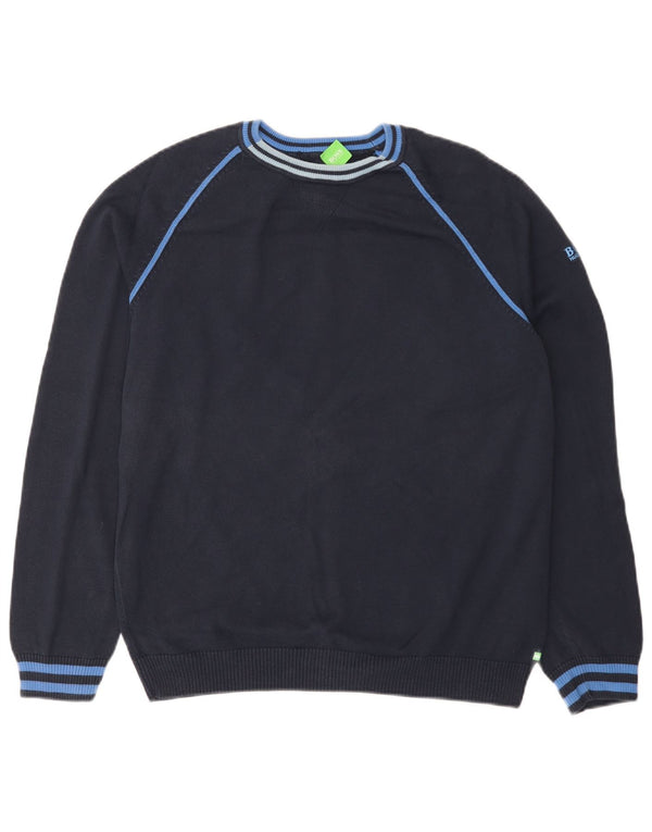Hugo Boss Herre sweater med rund hals XL marineblå bomuld