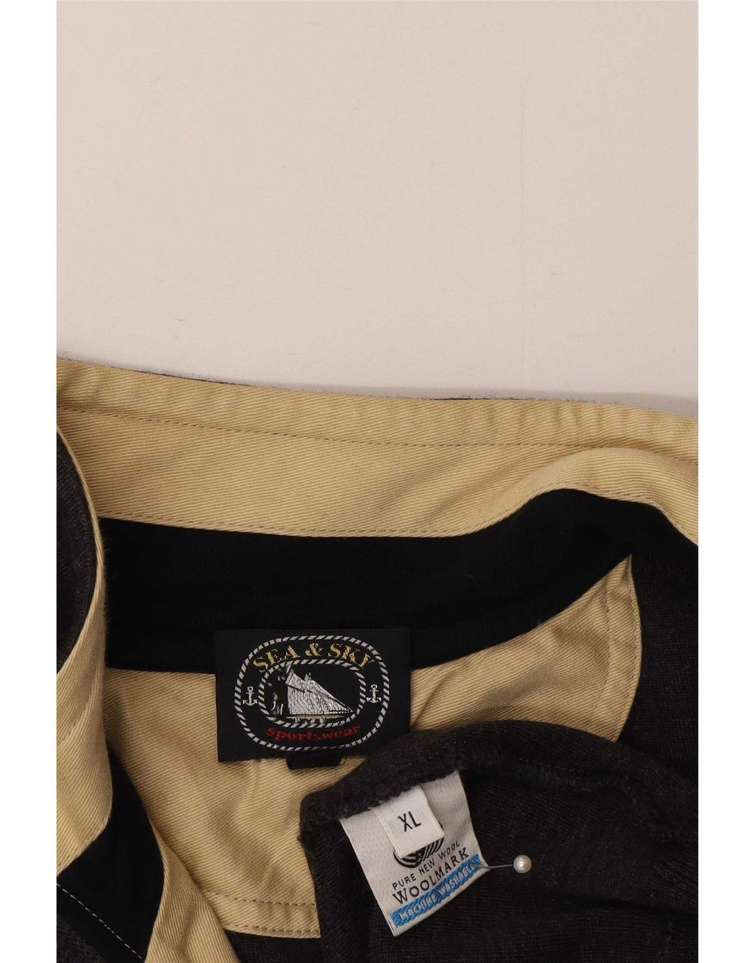 Sea & Sky Herre Zip Neck Sweater XL Navy Blue Wool