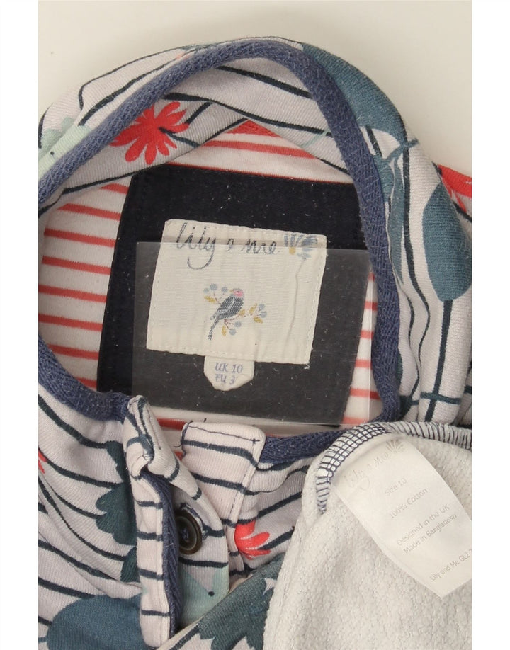 JOULES Dame Button Neck Sweatshirt Jumper UK 10 Small White Floral