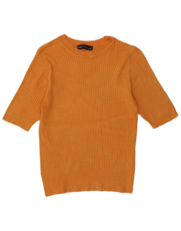 Marks & Spencer Dame Boat Neck Jumper Sweater UK 10 Small Orange