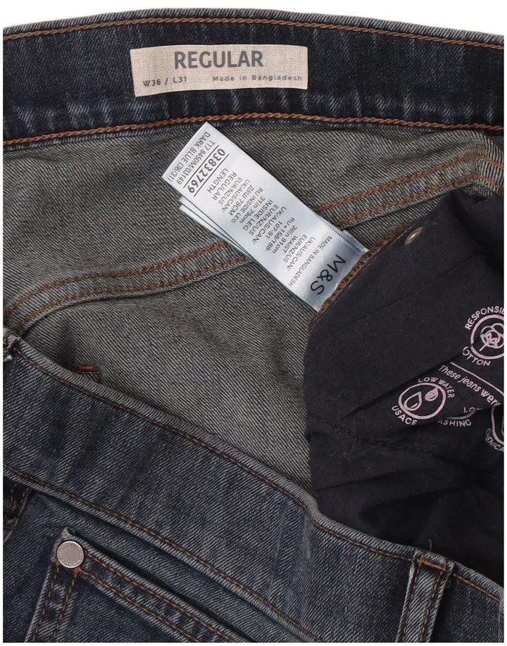 Marks & Spencer Herre Regular Fit Straight Jeans W36 L31 Blå Bomuld