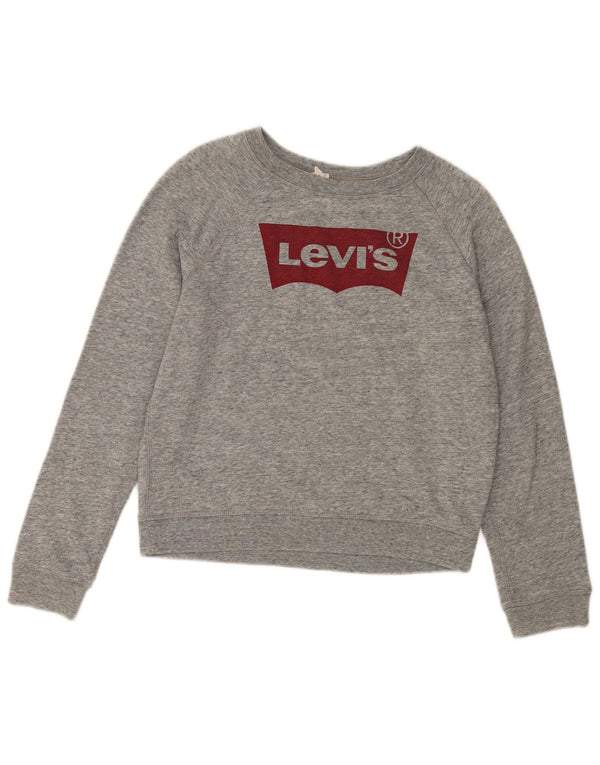 Levi's Womens Oversized Crop Sweatshirt Jumper UK 10 Small Grey Flecked