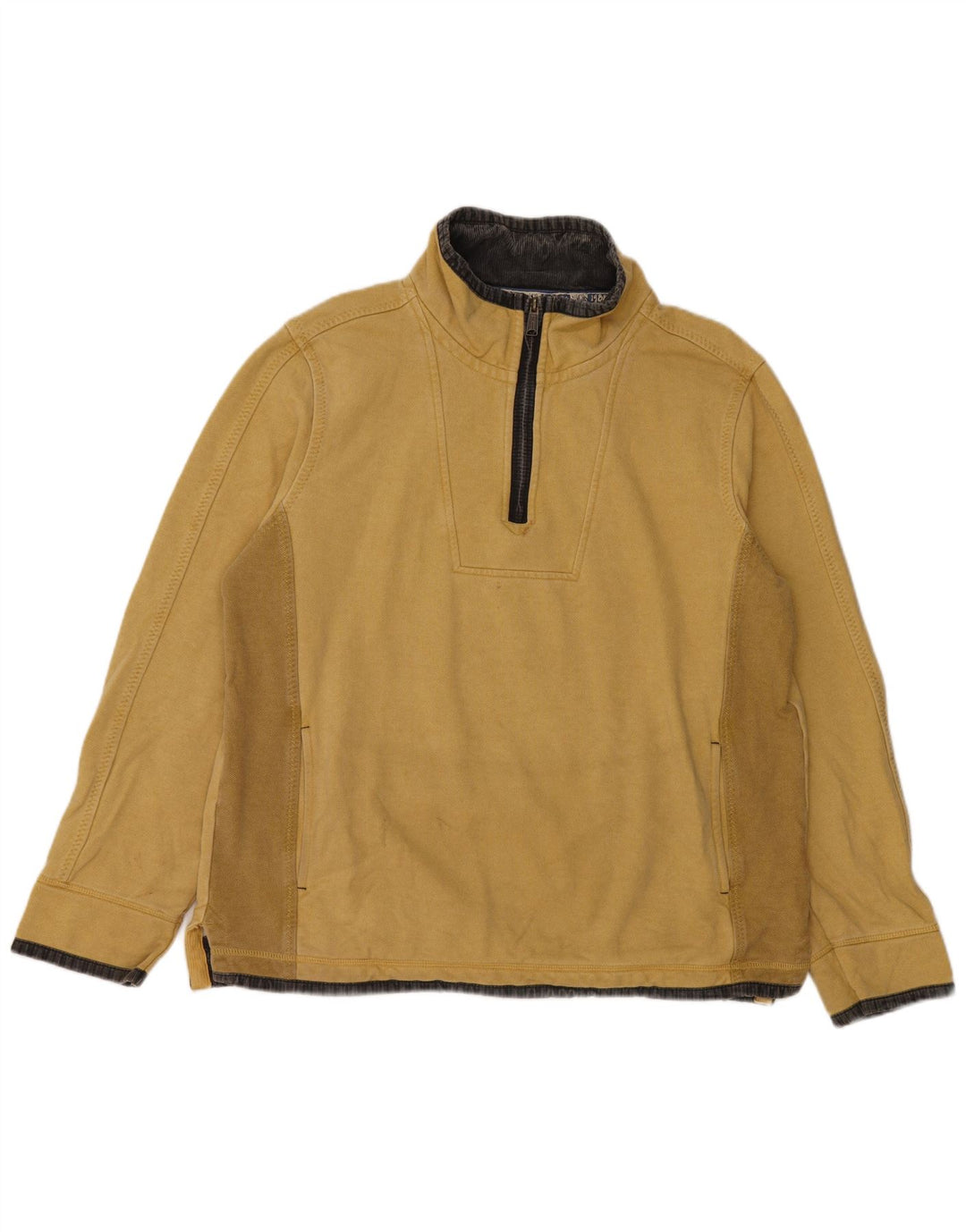 FAT FACE Herre lynlås-sweatshirt Jumper Stor gul Colourblock Bomuld