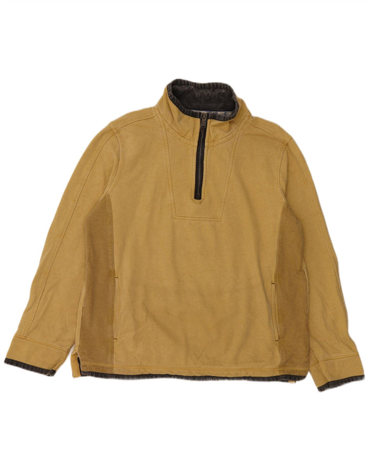 FAT FACE Herre lynlås-sweatshirt Jumper Stor gul Colourblock Bomuld