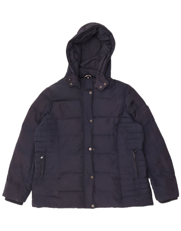 Crew Clothing Womens Hooded Padded Jacket UK 18 XL Navy Blue Polyester
