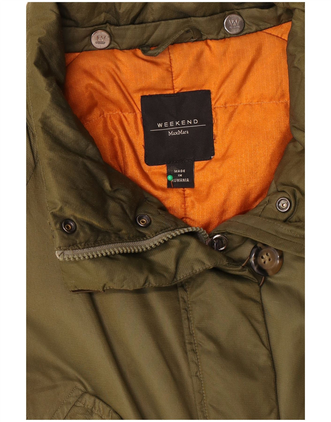 Max Mara Dame Weekend Polstret Jakke UK 14 Medium Khaki Polyester