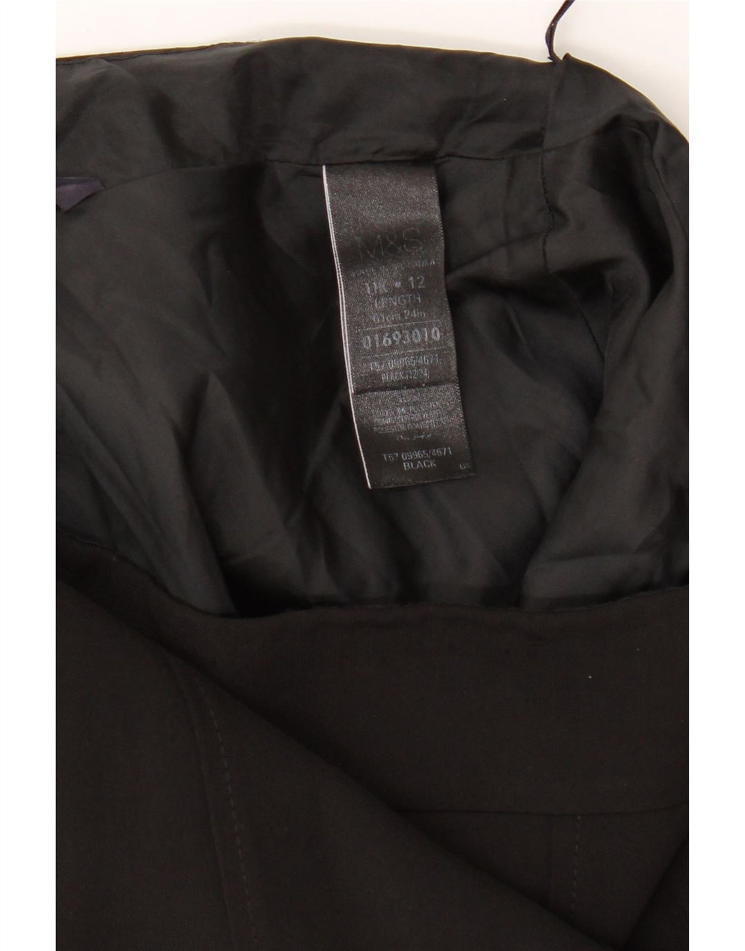 Marks & Spencer A-line nederdel til kvinder UK 12 Medium W32 Sort polyester