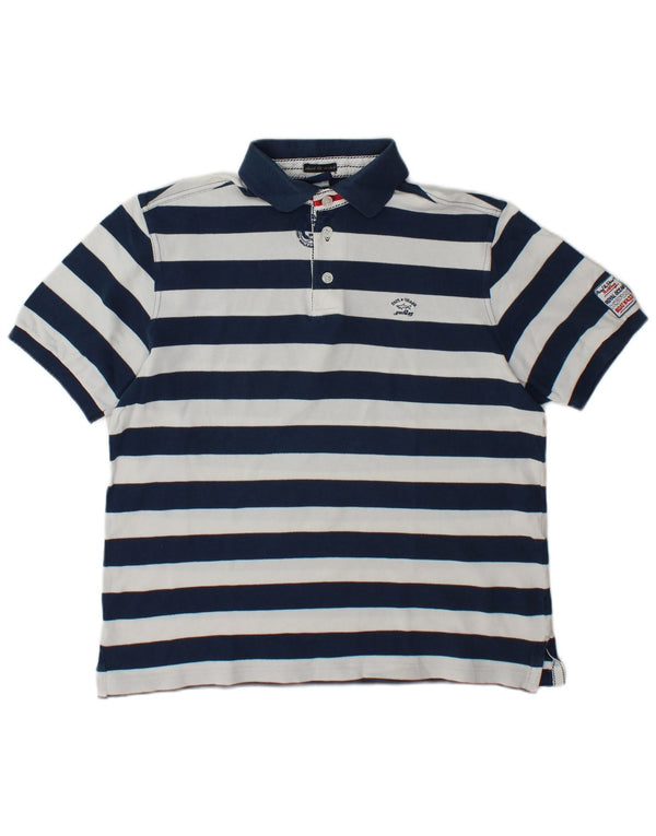 Paul & Shark Mens Yachting Polo Shirt Large Navy Blue Striped