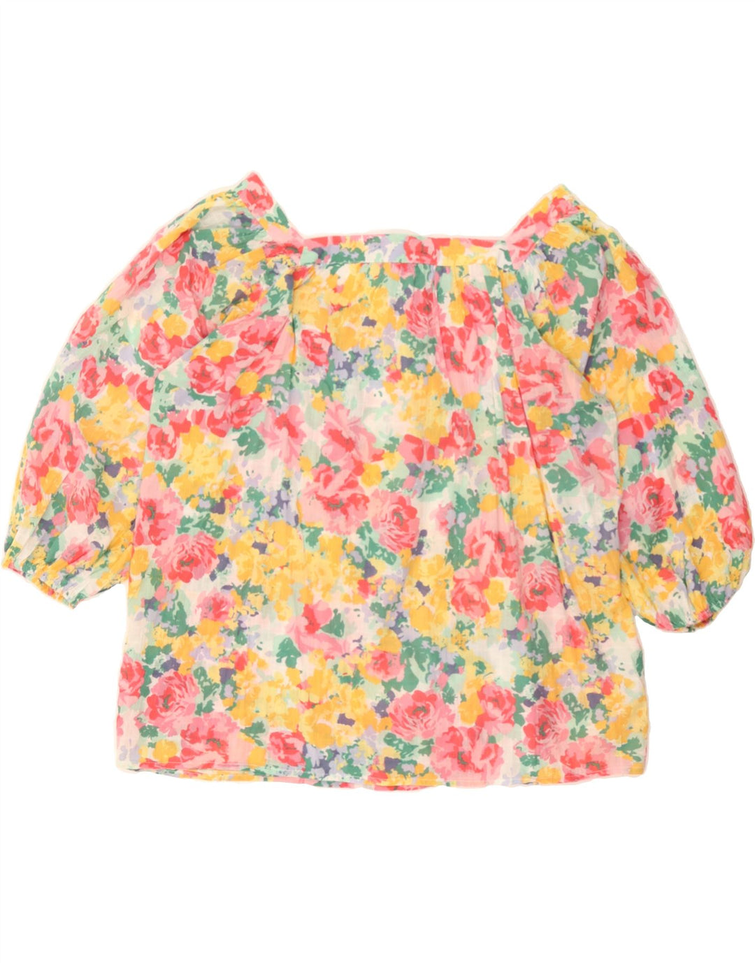 CHAPS Womens 3/4 Sleeve Blouse Top UK 16 Large Multicoloured Floral Cotton Vintage Chaps and Second-Hand Chaps from Messina Hembry 