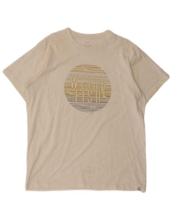 Weird Fish Herre Grafisk T-Shirt Top XL Hvid Bomuld