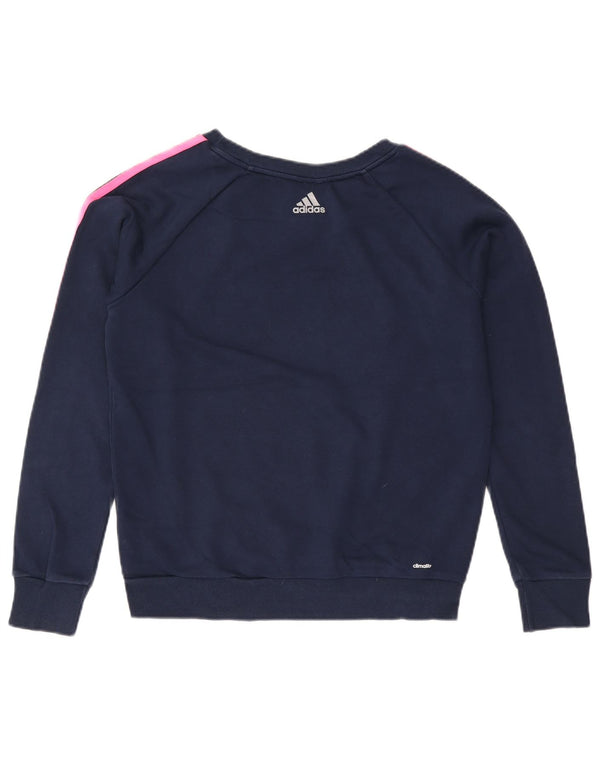 Adidas Dame Climalite Graphic Sweatshirt Jumper UK 12/14 Medium Navy Blue