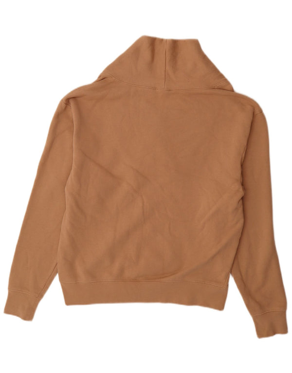 Zara Dame Shawl Neck Sweatshirt Jumper UK 14 Medium Beige Bomuld