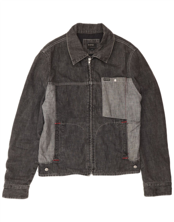 Energie Herre Denim Jacket UK 40 Stor Grå Colourblock Bomuld