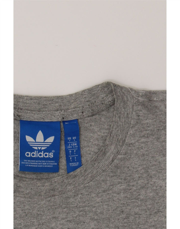 ADIDAS Mens Graphic T-Shirt Top Large Grey Cotton Vintage Adidas and Second-Hand Adidas from Messina Hembry 