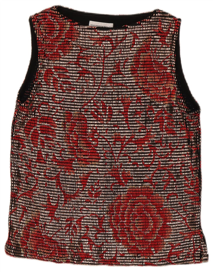 Pancaldi & B Dame ærmeløs bluse Top UK 12 Medium Red Floral