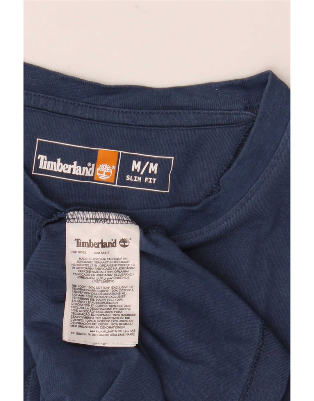 Timberland Herre Slim Fit T-Shirt Top Medium Marineblå Bomuld