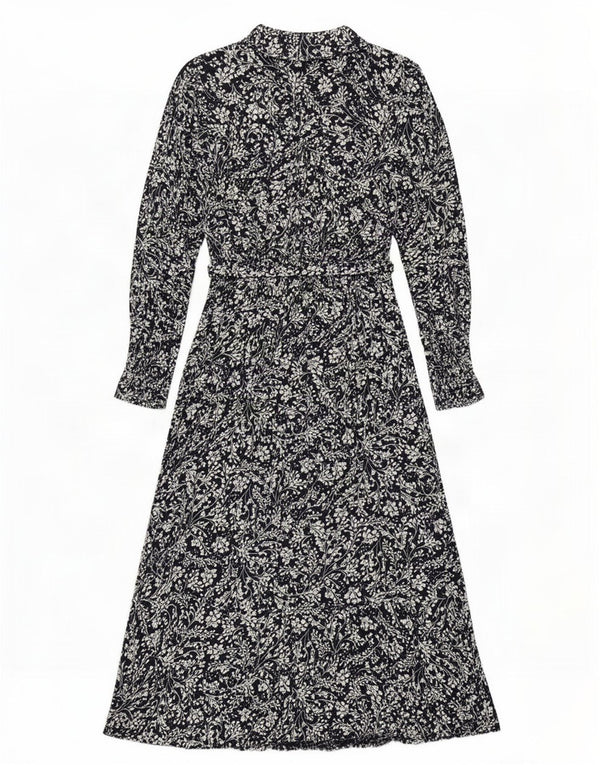 Marks & Spencer Langærmet Maxikjole til kvinder UK 10 Small Navy Blue Floral