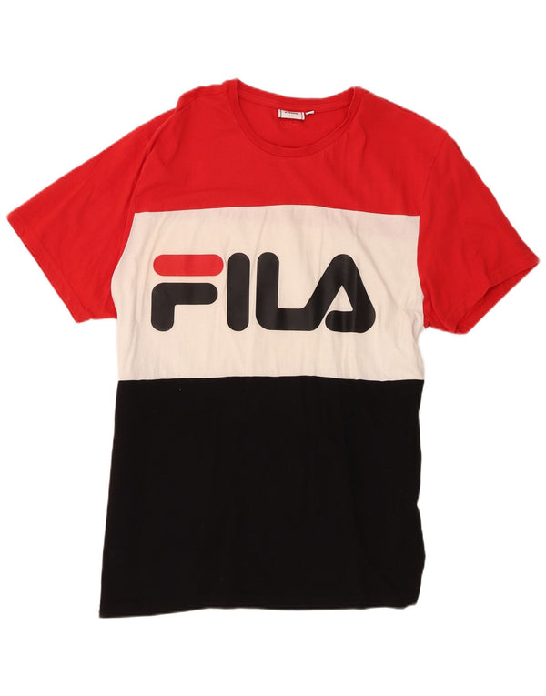 Fila Herre Grafisk T-Shirt Top XL Flerfarvet Colourblock Bomuld