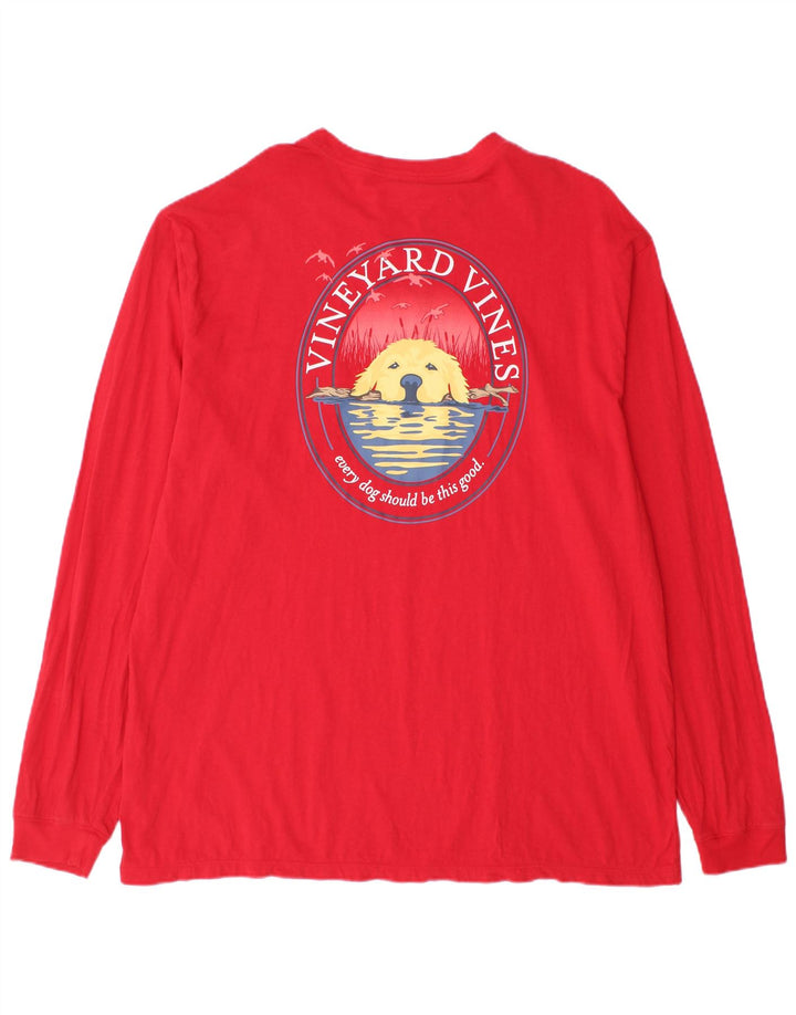 VINEYARD VINES Herre Grafisk Top Langærmet XL Rød Bomuld