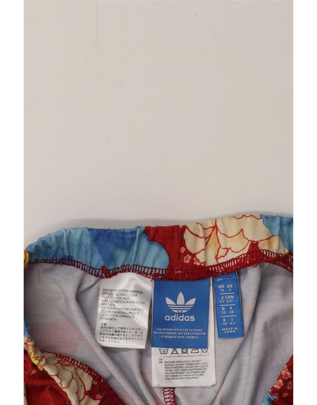 Adidas Womens Leggings UK 10 Small Red Floral Polyester