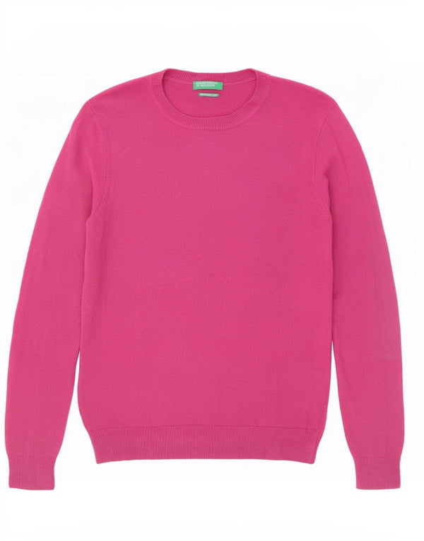 Benetton Dame sweater med rund hals DK 12 Medium Pink Uld