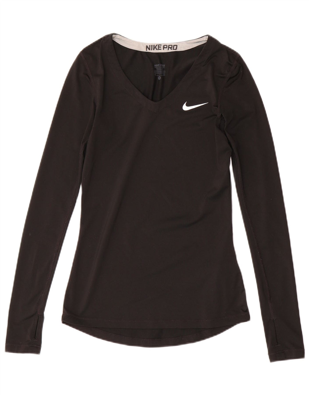 Nike Dame Dri Fit Top Langærmet UK 8 Lille Sort Polyester