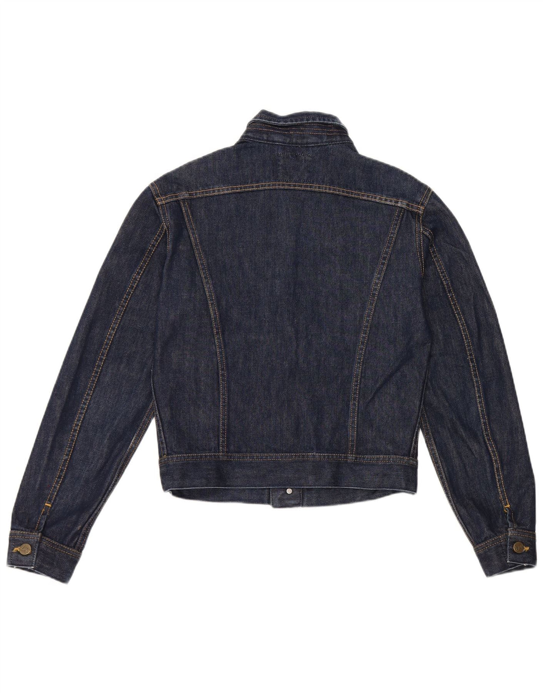 Lee Dame Crop Denim Jacket UK 12 Medium Navy Blue Bomuld