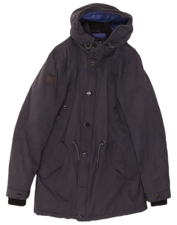 Fred Mello Herre Hooded Parka Jacket UK 36 Small Navy Blue Cotton