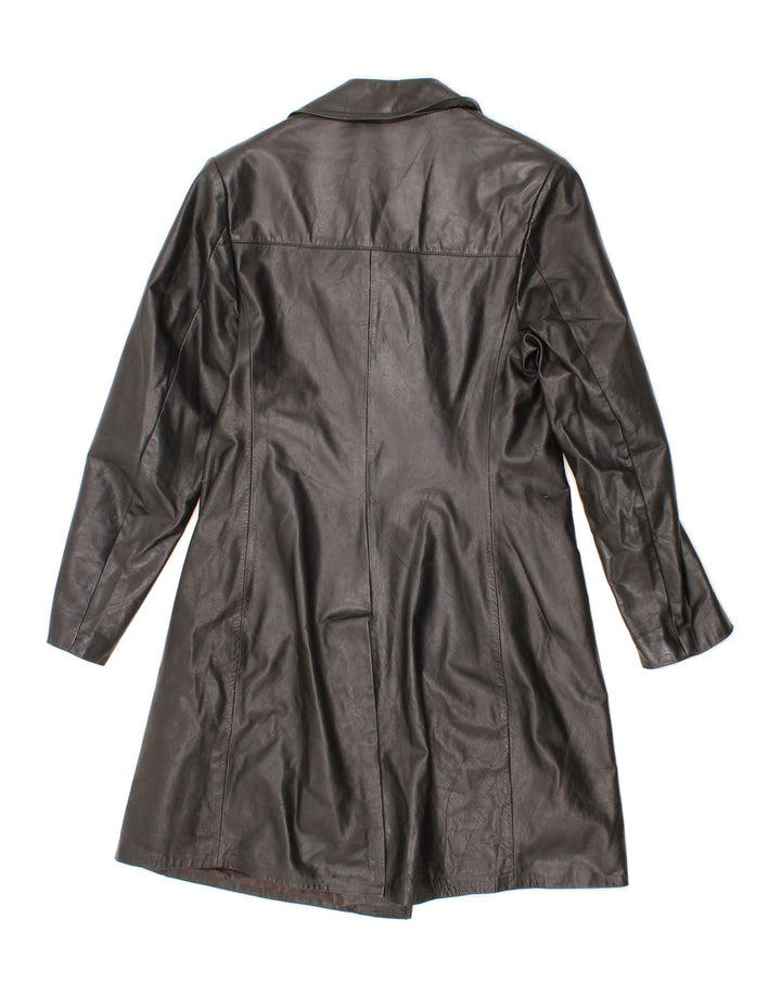 VINTAGE Womens Leather Coat UK 12 Medium Black Vintage Vintage and Second-Hand Vintage from Messina Hembry 