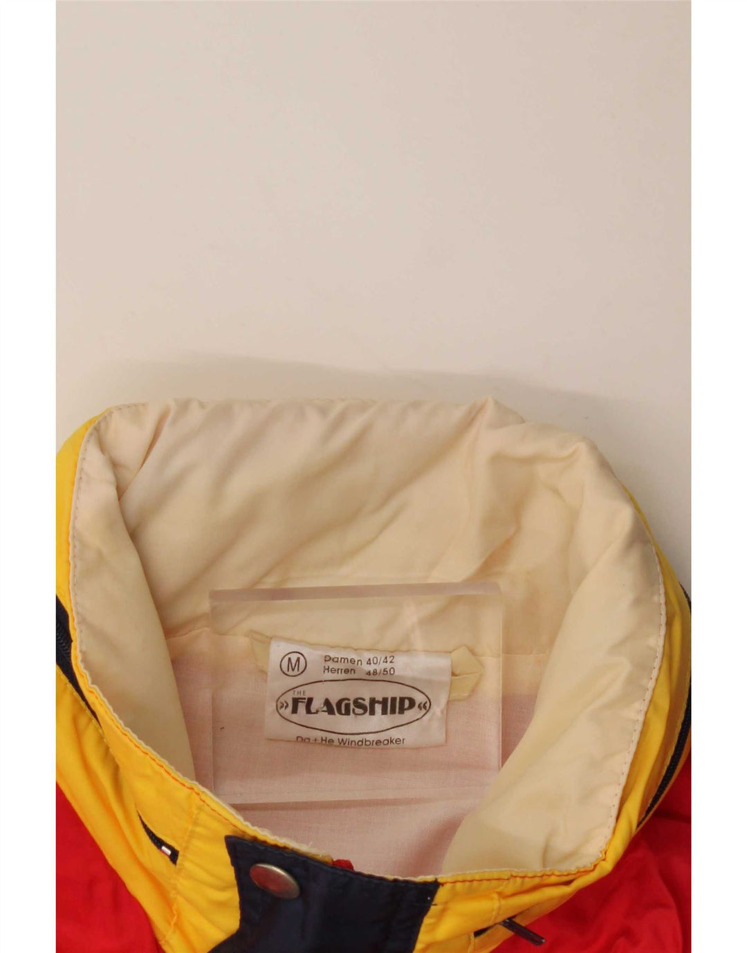 Vintage Herre Pullover Windbreaker Jacket EU 48/50 Medium Rød Colourblock
