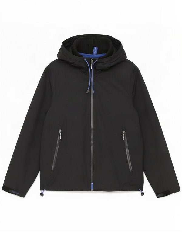 Superdry Regnjakke med hætte til mænd UK 46 3XL Sort Nylon