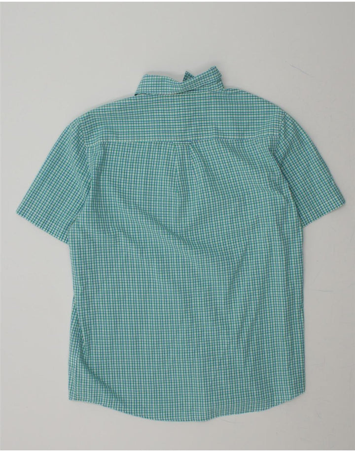 CHAPS Mens Short Sleeve Shirt Medium Blue Check Cotton Vintage Chaps and Second-Hand Chaps from Messina Hembry 