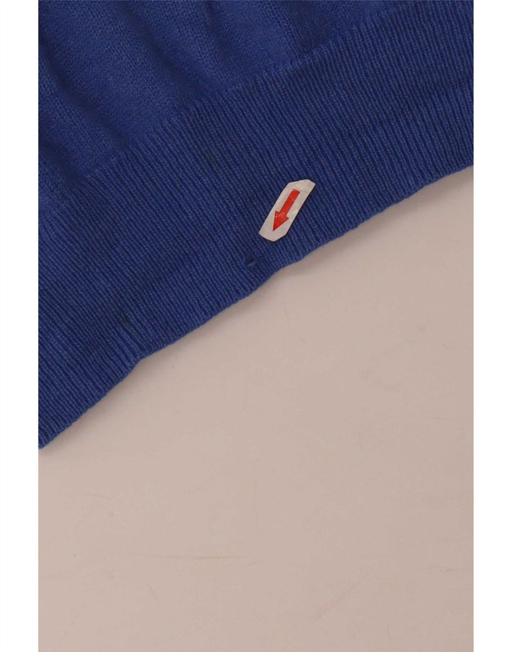 Fred Perry Herre Zip Neck Jumper Sweater Medium Blue Wool