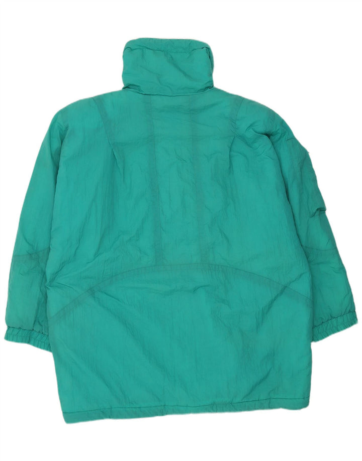 Vintage oversize polstret frakke til kvinder EU 46 XL Grøn nylon