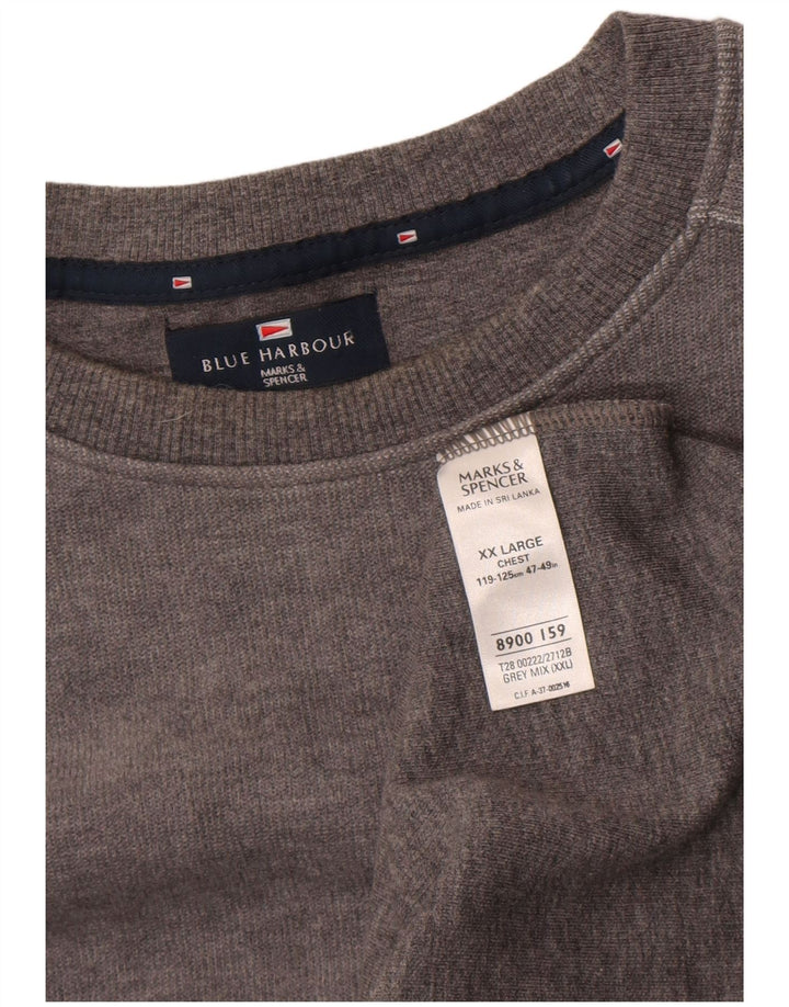 Marks & Spencer Herre Blue Harbor Top Langærmet 2XL Grå Colourblock