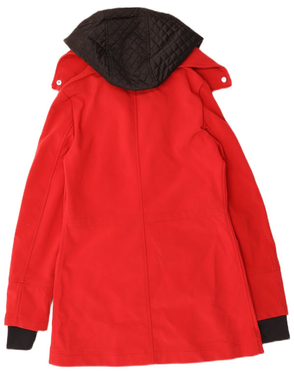 Nautica regnjakke med hætte til kvinder UK 6 XS Rød Colourblock Polyester