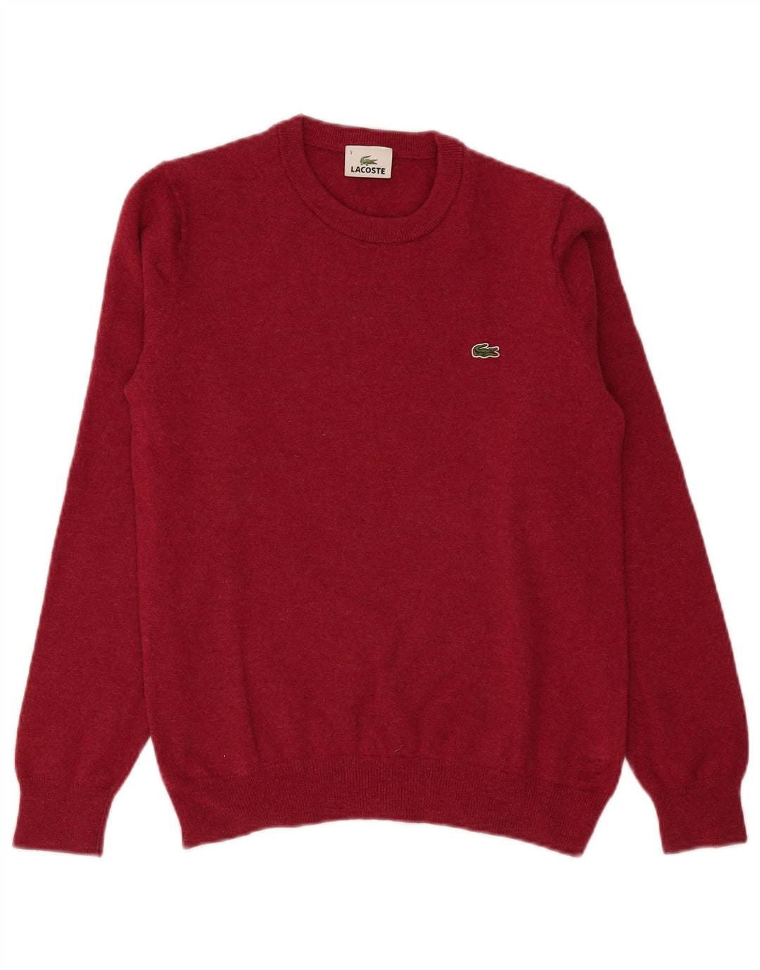 Lacoste Herre Crew Neck Jumper Sweater størrelse 3 Lille Pink Virgin Wool