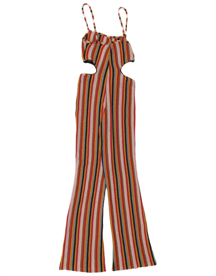 Zara Womens Cut Out Ærmeløs Jumpsuit UK 8 Small Multicolored Striped