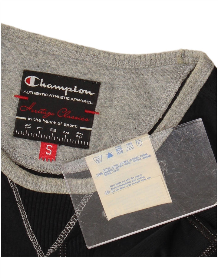 Champion Womens Heritage Classics Grafisk Top Langærmet UK 10 Lille Sort
