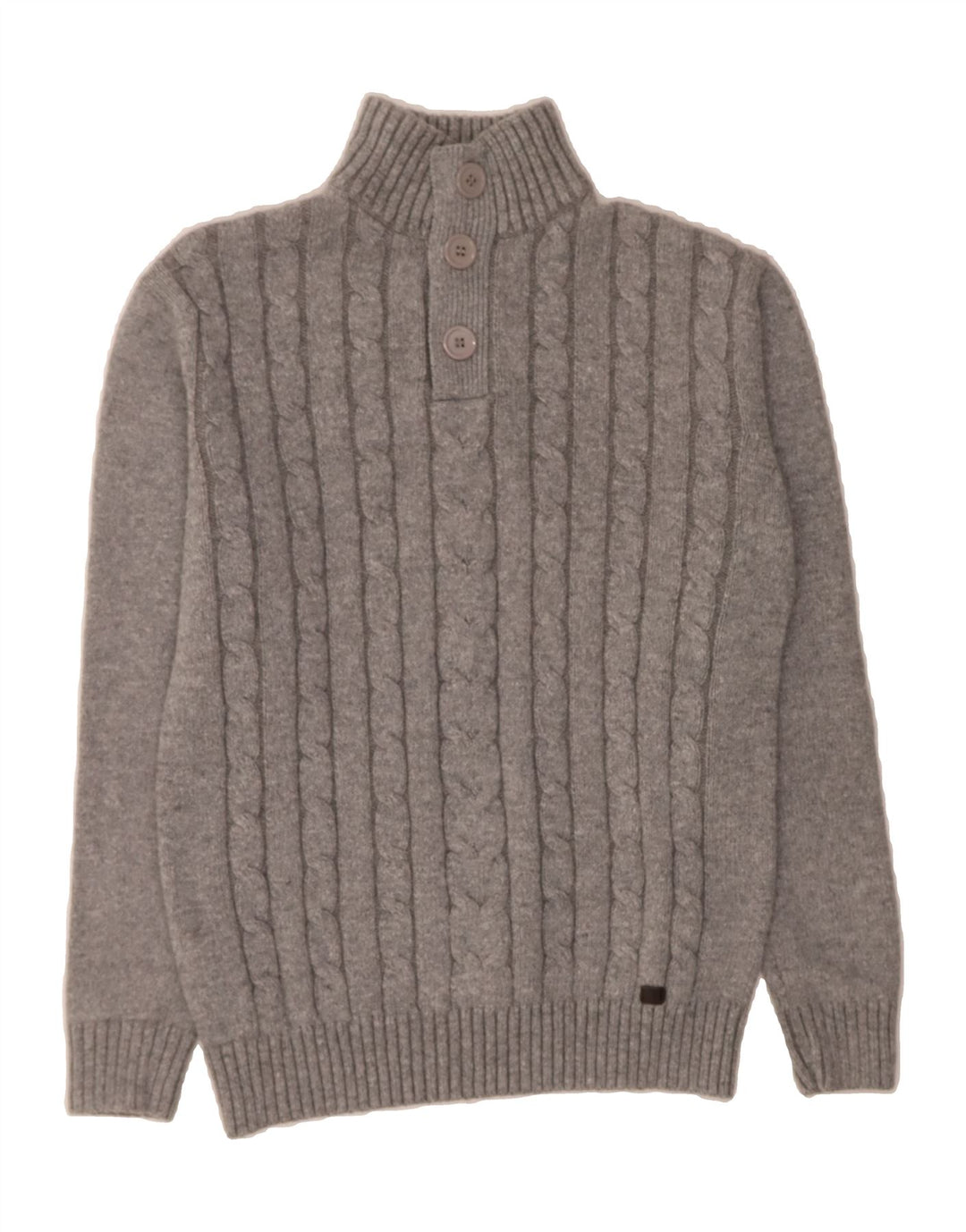 TRUSSARDI Womens Button Neck Jumper Sweater UK 18 XL Grey Acrylic Vintage Trussardi and Second-Hand Trussardi from Messina Hembry 