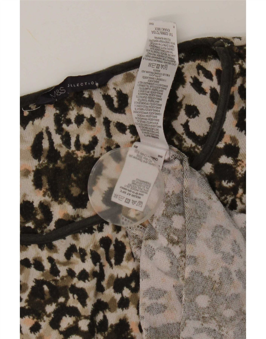 Marks & Spencer Dame Tunika Top UK 12 Medium Khaki Animal Print