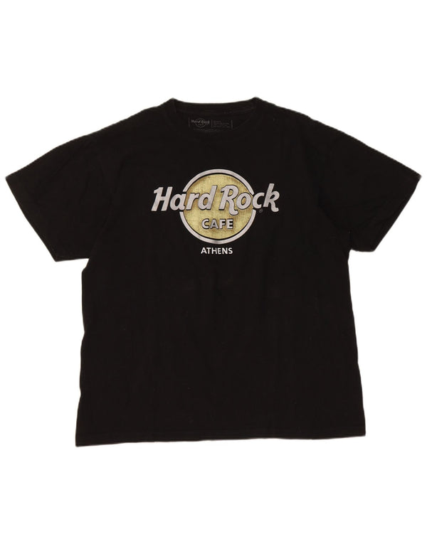 Hard Rock Cafe Kvinder Athens Grafisk T-Shirt Top UK 14 Medium Sort Bomuld