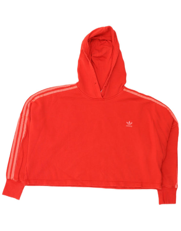 Adidas Dame Crop Oversized Hoodie Jumper UK 14 Medium Rød Bomuld