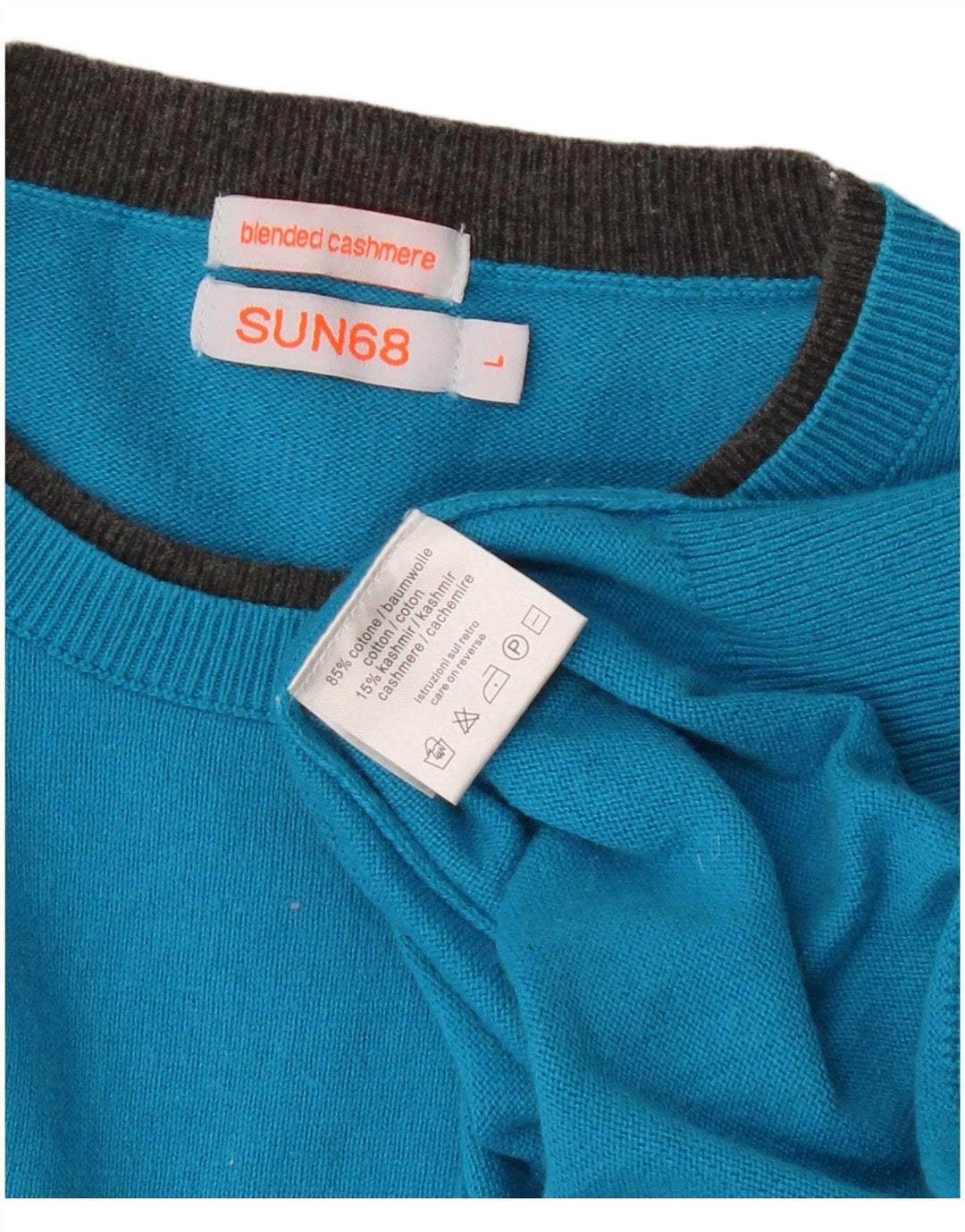 SUN68 Dame Boat Neck Jumper Sweater UK 16 Large Blue Cotton
