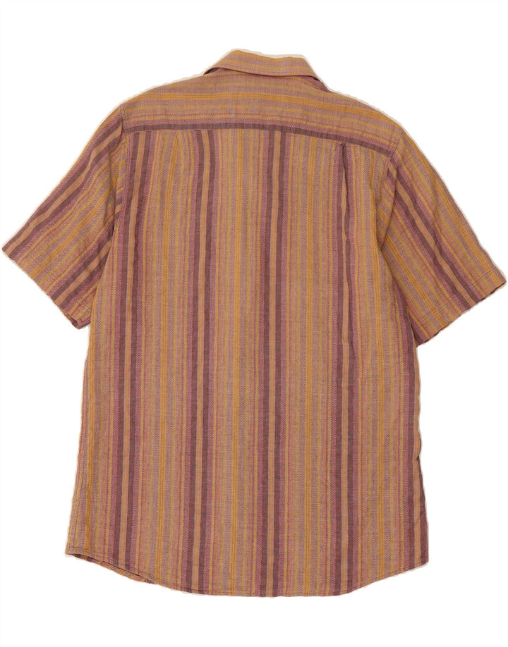 THOMAS LLOYD Mens Short Sleeve Shirt Medium Brown Striped Cotton Vintage Thomas Lloyd and Second-Hand Thomas Lloyd from Messina Hembry 
