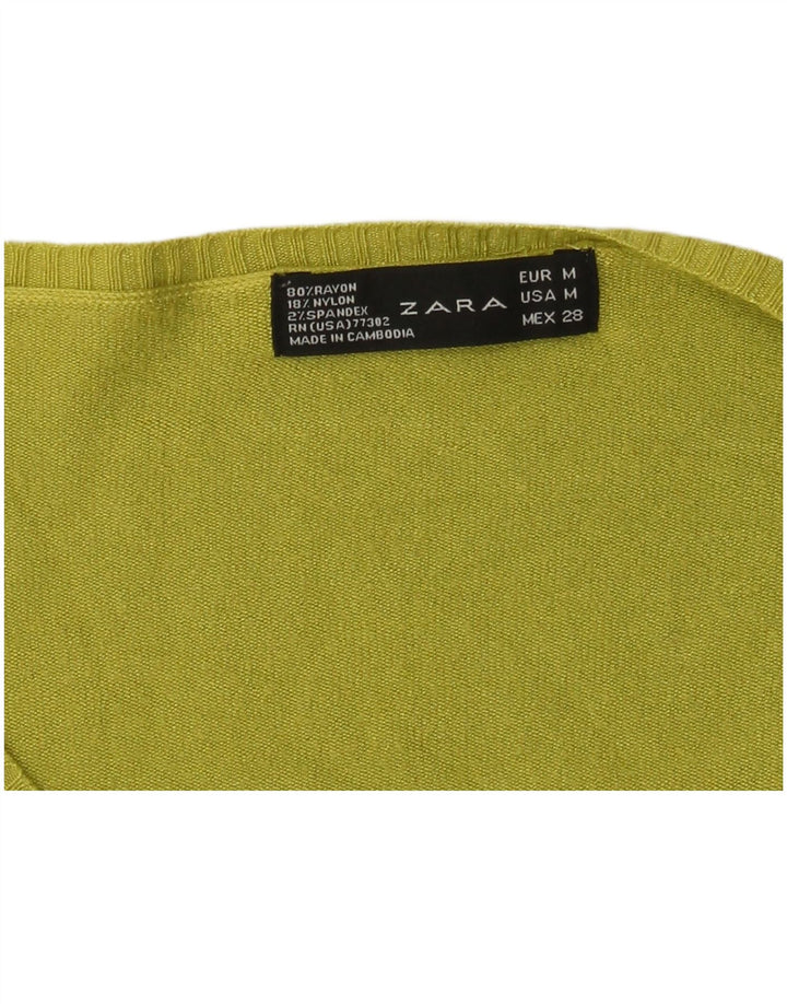 Zara Dame V-hals sweater UK 12 Medium Green Rayon