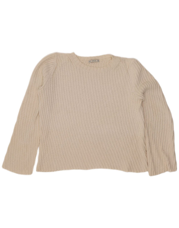 Zara Dame Boat Neck Jumper Sweater UK 16 Large Off White