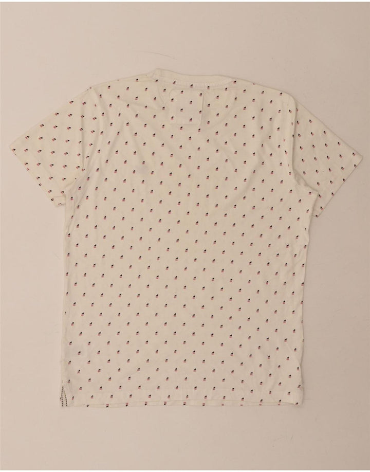 CREW CLOTHING Mens Abstract Pattern T-Shirt Top Medium White Cotton Vintage Crew Clothing and Second-Hand Crew Clothing from Messina Hembry 