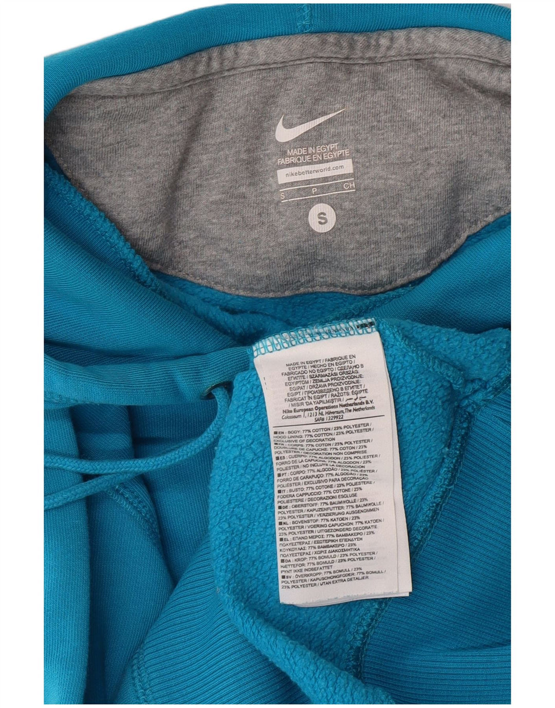 NIKE Mens Hoodie Jumper Small Blue Cotton