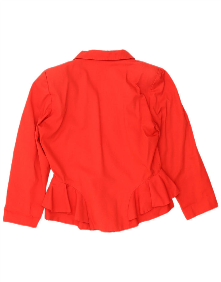 Vintage Dame Dobbeltradet Blazer Jacket UK 14 Medium Rød